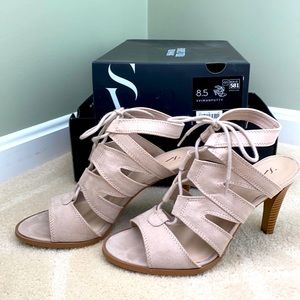 Simply Vera Vera Wang beige open toe lace up heels